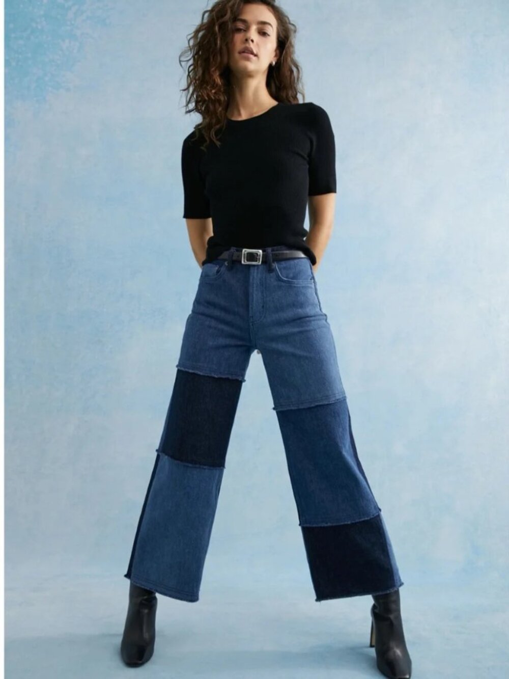 The Getty Patchwork High Waist Wide Leg Jeans